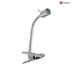 clamp lamp FINJA with flex arm GU10 IP20, chrome matt, grey dimmable