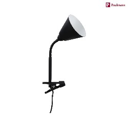 clamp lamp VITRIS with switch, with flex arm E14 IP20, black dimmable