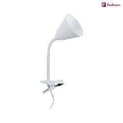 clamp lamp VITRIS with switch, with flex arm E14 IP20, white dimmable