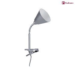clamp lamp VITRIS with switch, with flex arm E14 IP20, grey dimmable