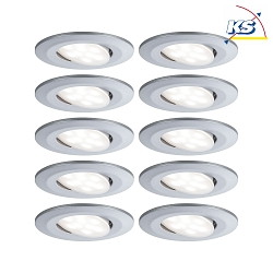 10er-Set Outdoor LED Einbauspot CALLA IP65, schwenkbar, 230V, je 6W 4000K 680lm 100, Chrom matt