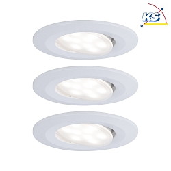 Set of 3 Outdoor LED Recessed spot CALLA IP65, swivelling, 230V, each 6W 4000K 680lm 100, white matt