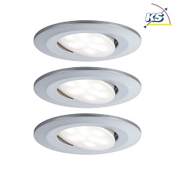 Set of 3 Outdoor LED Recessed spot CALLA IP65, swivelling, 230V, each 6W 4000K 680lm 100, chrome matt