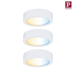 Clever Connect Starter set of 3 LED Furniture spot DISC, 12V DC, 2.1W 2700- 6500K, dimmable, white matt