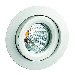 Alu-Druckguss-Einbaustrahler fr MR16, IP20,  8.2cm, mit Ring-Blende, ohne Fassung, schwenkbar, wei matt