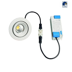 downlight GAIL Plug&Play round, swivelling IP65, powder coated, white matt dimmable