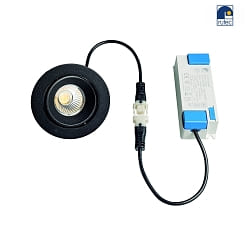 Downlight GAIL Plug&Play rond, pivotant IP65, couvert de poudre, noir mat gradable