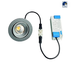downlight GAIL Plug&Play round, swivelling IP65, powder coated, silver dimmable