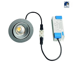 LED Einbaustrahler GAIL, Plug&Play, 40, rund, schwenkbar, 6W, 2700/3000/4000K, 600lm, IP65, dimmbar, silber