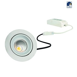 LED Recessed spot GAIL set of 1, round, 6W, 1900-3000K, IP40, swivelling, DimToWarm, Plug&play, white