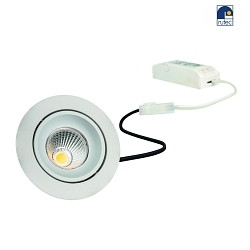 LED Einbaustrahler GAIL 1er Set, rund, 6W, 3000K, IP40, schwenkbar, dimmbar, Plug&play, wei