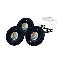 Lumire encastre GAIL pivotant, lot de 3 IP40, scintillant, noir gradable 18W 718lm 3000K 36 36 CRI 90-100
