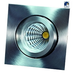 Recessed spot TULKA stainless steel V4A, 1,4401 X5CrNiMo 316, with clip fastener, square, swivelling, IP20, stainless steel