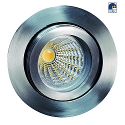 Recessed spot TULKA stainless steel V4A, 1,4401 X5CrNiMo 316, with clip fastener, round, swivelling, IP20, stainless steel