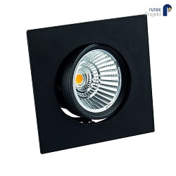 LED Einbaustrahler BAN COB, IP40, quadratisch, 350mA (exkl. BG), CRI >90, schwenkbar, 7W 2700K 620lm 40, schwarz