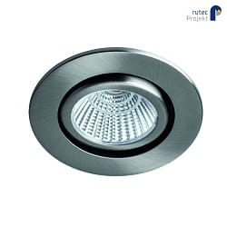 LED Einbaustrahler BAN COB, IP40, rund, 350mA (exkl. BG), CRI >90, schwenkbar, 7W 3000K 600lm 40, V4A Edelstahl