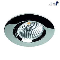 LED Einbaustrahler BAN COB, IP40, rund, 350mA (exkl. BG), CRI >90, schwenkbar, 7W 2700K 620lm 40, chrom
