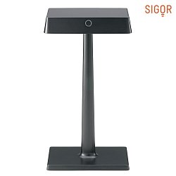 LED luminaire de table  accu NUINDIE CHARGE, IP54, 2.5W 2700K 212lm, avec surface de charge QI , gradable, noir