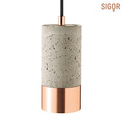 Luci a sospesione UPSET CONCRETE 1-Lampadina E27 IP20, Grigio chiaro, Rame, Nero