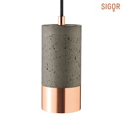 Luci a sospesione UPSET CONCRETE 1-Lampadina E27 IP20, Grigio scuro, Rame, Nero