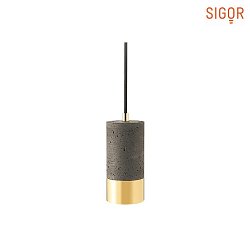 Concrete Pendant luminaire UPSET CONCRETE, 230V, 3 flames, GU10 max. 3x 50W, height 209cm, dark / copper