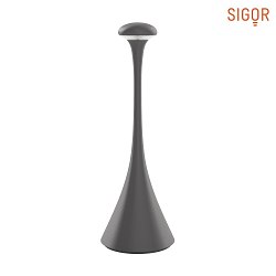 Lampada da tavolo a batteria NUDROP IP54, grigio grafite dimmerabile