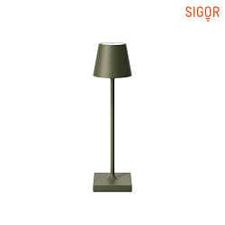 Lampada da tavolo a batteria NUINDIE POCKET USB-C rotondo, CCT Switch, con dimmer a sfioramento IP54, verde abete dimmerabile