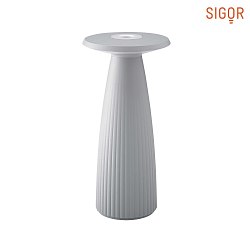 Lampada da tavolo a batteria NUFLAIR IP54, grigio nebbia dimmerabile