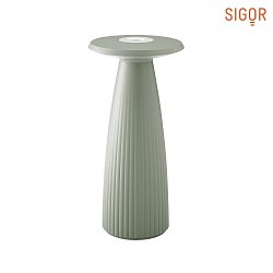 LED Akku-Tischleuchte NUFLAIR, IP54, 2.2W 2200/2700K (Flex-Mood), mit Vasen-Einsatz + Touch-Dimmer + Easy-Connect, salbeigrn