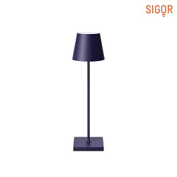 Lampe de table  accu NUINDIE USB-C rond, CCT Switch, avec variateur tactile IP54, bleu prune gradable