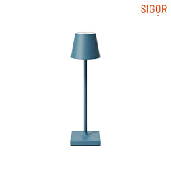 Lampada da tavolo a batteria NUINDIE POCKET USB-C rotondo, CCT Switch, con dimmer a sfioramento IP54, blu delfino dimmerabile