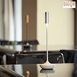 battery table lamp NUCANDLE IP54, chrome, glossy, white dimmable