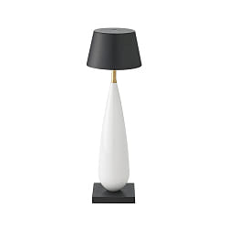 Lampada da tavolo a batteria THALA rotondo, CCT Switch, con dimmer a sfioramento IP65, nero notte, ceramica bianca dimmerabile