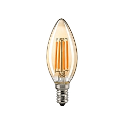 LED Filamentlampe KERZE GOLD, 230V,  3.5cm / L 9.7cm, E14, 2.5W 2500K 220lm 300, dimmbar, Gold / Klar
