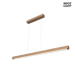 LED pendant luminaire SMAL, 2-flame, 120cm, 34.5W 3000K 3220lm, with touch dimmer, oiled oak