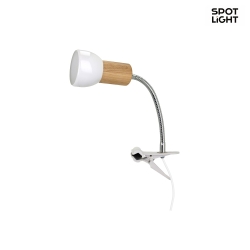 Clip-on lamp SVENDA CLIPS FLEx , E27, white shade, clamp white, socket oiled oak