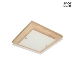 LED ceiling luminaire FINN, 14W, 2700K, chrome / white glass, oak