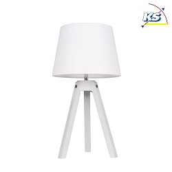 Table luminaire  TRIPOD, 55.5cm, E27, white / chrome, white shade