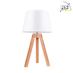 Table luminaire  TRIPOD, 55.5cm, E27, beech / chrome, white shade