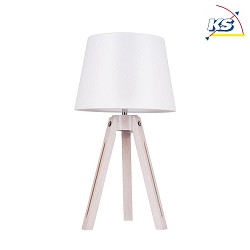Table luminaire  TRIPOD, 55.5cm, E27, oak white / chrome, white shade