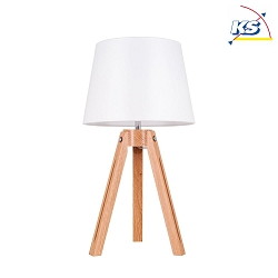 Table luminaire  TRIPOD, 55.5cm, E27, oak / chrome, white shade