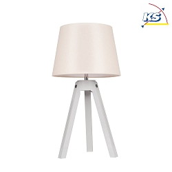 Table luminaire  TRIPOD, 55.5cm, E27, white / chrome, Schirm beige