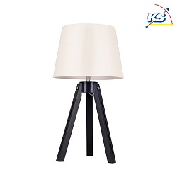 Table luminaire  TRIPOD, 55.5cm, E27, black / chrome, Schirm beige