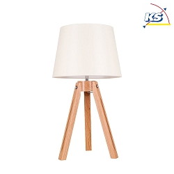 Table luminaire  TRIPOD, 55.5cm, E27, oak / chrome, Schirm beige