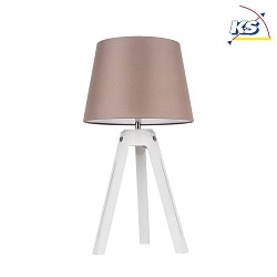 Table luminaire  TRIPOD, 55.5cm, E27, white / chrome, Schirm gray-brown