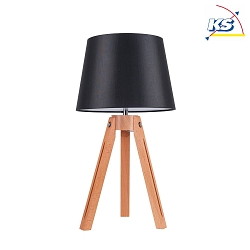 Table luminaire  TRIPOD, 55.5cm, E27, beech / chrome, black shade