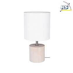 Lampe de table TRONGO ROUND   rond E27 IP20, chne blanc, transparent, blanche