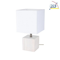 Lampe de table TRONGO SQUARE   angulaire E27 IP20, chne blanc, transparent, blanche