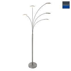 Lampada da terra SYNNA 5-Lampadine, ruotabile, diretto / indiretto, con dimmer a cavo IP20, Acciaio spazzolato dimmerabile