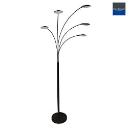 floor lamp SYNNA 5 flames, rotatable, with flex arm, direct / indirect, with cord dimmer IP20, black matt dimmable